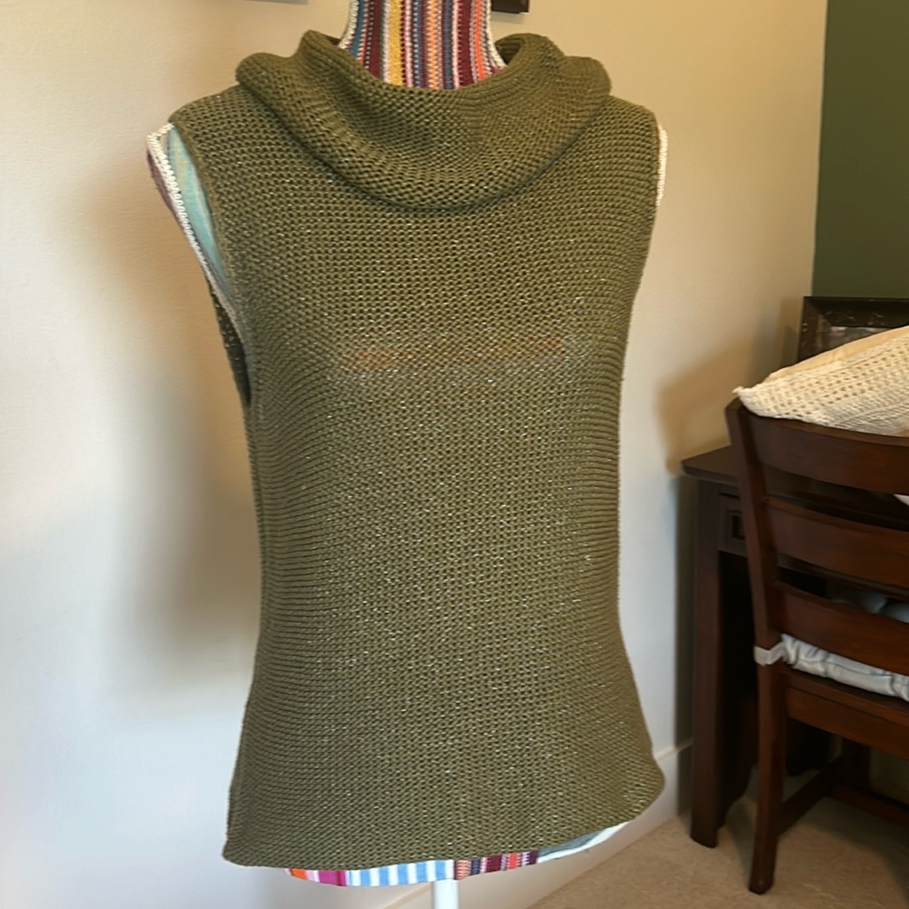Vintage Sage Green Sleeveless Cowl Neck Top